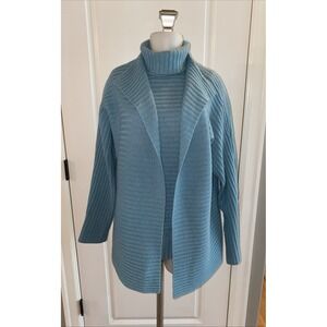 Modern Soul Open Front Cardigan With Turtle Neck Tank Sweater Size M Blue 2‎ Set